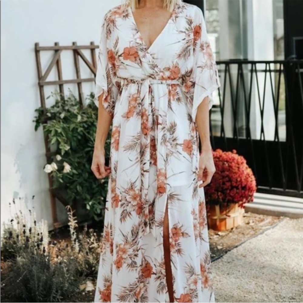 Baltic Born Floral Dress cream hibiscus hawaiian beach boho